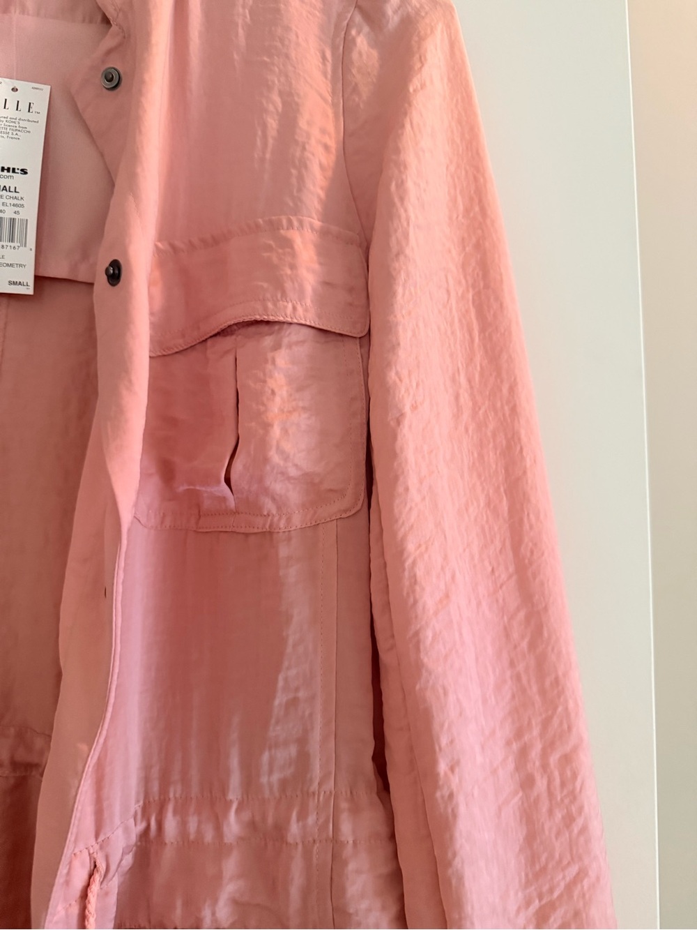 Elle Blush Pink Ruffle-Front Utility Jacket - Picture 3 of 5